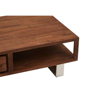 Orsina Simla Acacia Wood Coffee Table – Brown 1-Drawer Storage Table