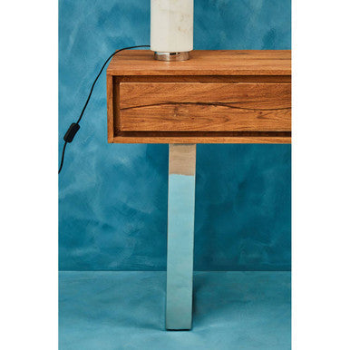 Orsina Simla Acacia Wood 2-Drawer Console Table with Silver Legs