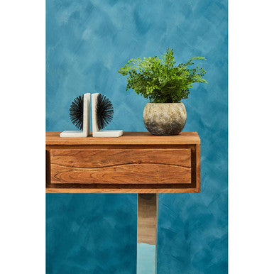 Orsina Simla Acacia Wood 2-Drawer Console Table with Silver Legs