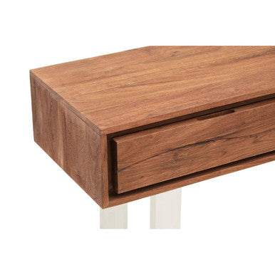 Orsina Simla Acacia Wood 2-Drawer Console Table with Silver Legs