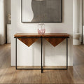 Orsina Shimla Acacia Wood Pyramid Console Table with Silver Metal Frame