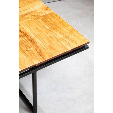 Orsina Shimla Acacia Wood Square Coffee Table – Black Metal Frame