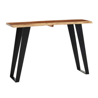 Orsina Surax Live Edge Acacia Wood Console Table with Black Iron Legs