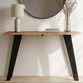 Orsina Surax Live Edge Acacia Wood Console Table with Black Iron Legs