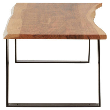 Orsina Surax Live Edge Acacia Wood Coffee Table with Black Iron Legs