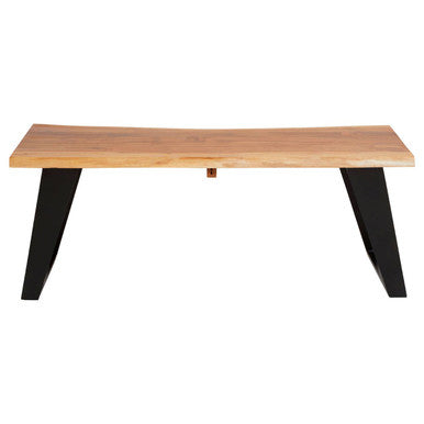 Orsina Surax Live Edge Acacia Wood Coffee Table with Black Iron Legs