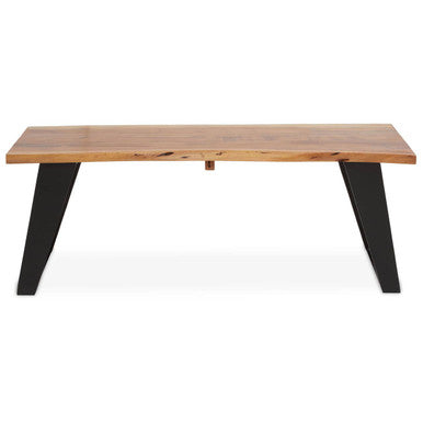 Orsina Surax Live Edge Acacia Wood Coffee Table with Black Iron Legs