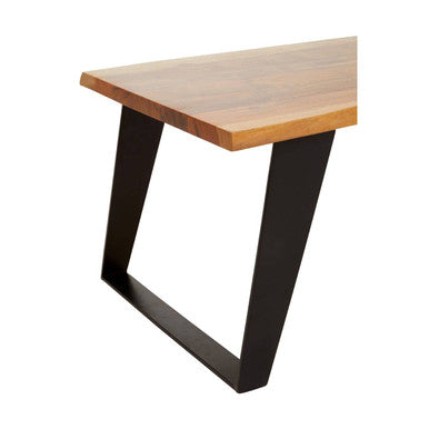 Orsina Surax Live Edge Acacia Wood Coffee Table with Black Iron Legs