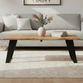 Orsina Surax Live Edge Acacia Wood Coffee Table with Black Iron Legs