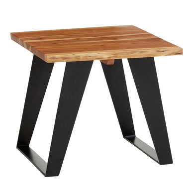 Orsina Surax Acacia Wood Side Table | Square End Table with Metal Legs