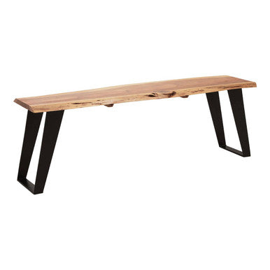 Orsina Surax Live Edge Acacia Wood Bench with Black Iron Base