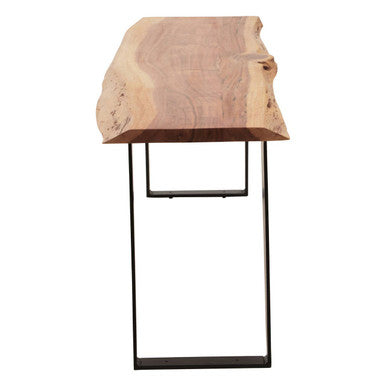 Orsina Surax Live Edge Acacia Wood Bench with Black Iron Base