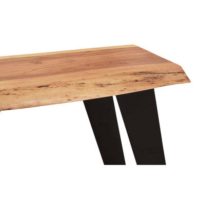 Orsina Surax Live Edge Acacia Wood Bench with Black Iron Base