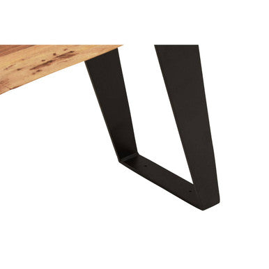 Orsina Surax Live Edge Acacia Wood Bench with Black Iron Base