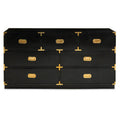 Orsina Sarter Black Mango Wood 7-Drawer Chest with Gold Accents