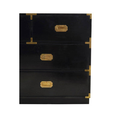 Orsina Sarter Black Mango Wood 7-Drawer Chest with Gold Accents