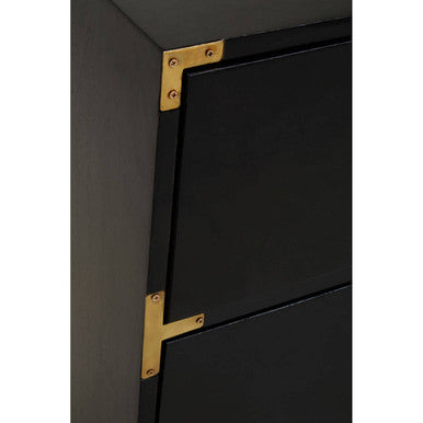 Orsina Sarter Black Mango Wood 7-Drawer Chest with Gold Accents