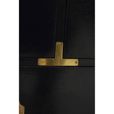 Orsina Sarter Black Mango Wood 7-Drawer Chest with Gold Accents