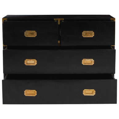 Orsina Sarter Black Mango Wood Chest – 4 Drawer Bedroom Dresser