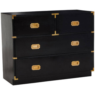 Orsina Sarter Black Mango Wood Chest – 4 Drawer Bedroom Dresser