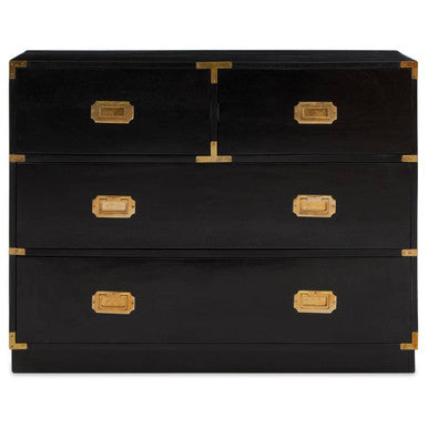 Orsina Sarter Black Mango Wood Chest – 4 Drawer Bedroom Dresser
