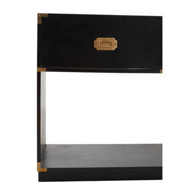 Orsina Sarter Black Mango Wood 2-Drawer Console Table | Gold Handles