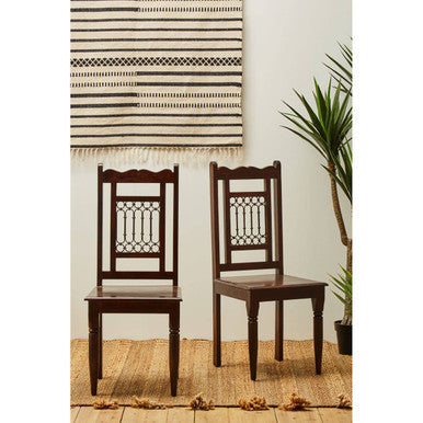 Orsina Srina Sheesham Wood Dining Chair – Solid Wood with Iron Accents