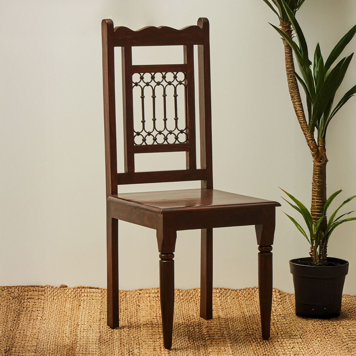 Orsina Srina Sheesham Wood Dining Chair – Solid Wood with Iron Accents