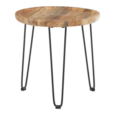 Orsina Mango Wood Side Table – Small Boho Accent Table with Iron Legs