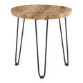 Orsina Mango Wood Side Table – Small Boho Accent Table with Iron Legs