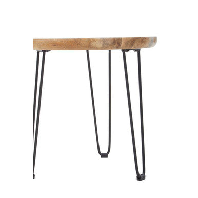 Orsina Mango Wood Side Table – Small Boho Accent Table with Iron Legs