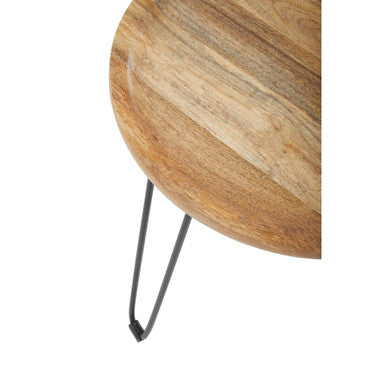 Orsina Mango Wood Side Table – Small Boho Accent Table with Iron Legs
