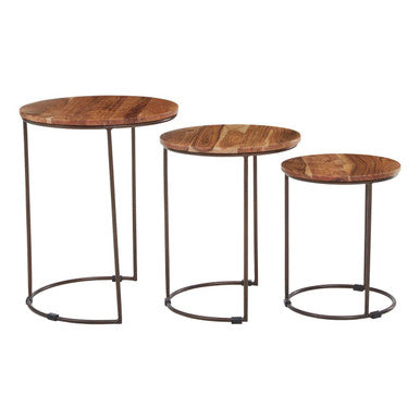 Orsina Boho Acacia Wood Nesting Tables – Set of 3 Side Tables