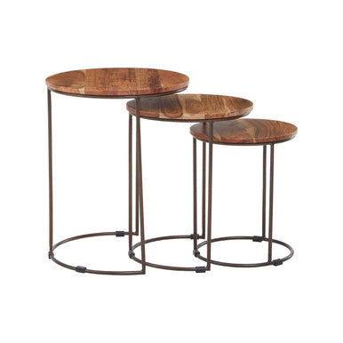 Orsina Boho Acacia Wood Nesting Tables – Set of 3 Side Tables