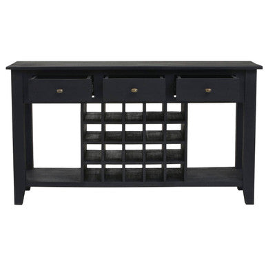 Orsina Fusion Black Mango Wood Console Table with 20-Bottle Wine Storage