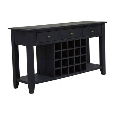 Orsina Fusion Black Mango Wood Console Table with 20-Bottle Wine Storage
