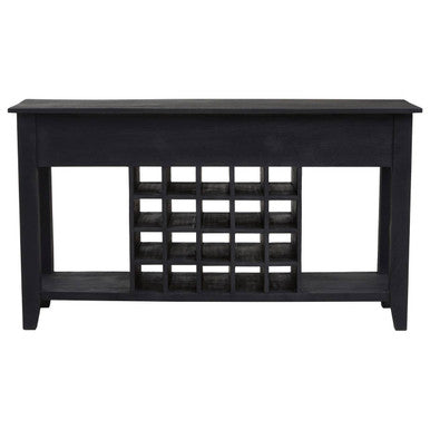 Orsina Fusion Black Mango Wood Console Table with 20-Bottle Wine Storage