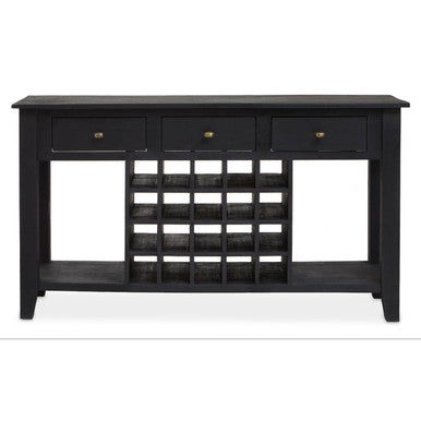 Orsina Fusion Black Mango Wood Console Table with 20-Bottle Wine Storage