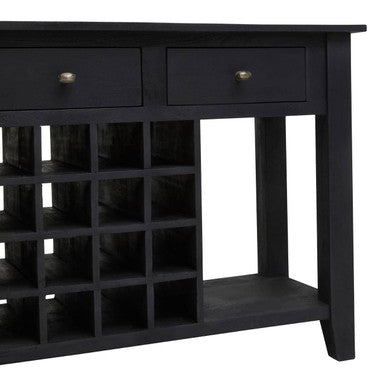 Orsina Fusion Black Mango Wood Console Table with 20-Bottle Wine Storage
