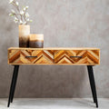 Orsina Mango Wood Console Table – 2-Drawer Chevron Entryway Table