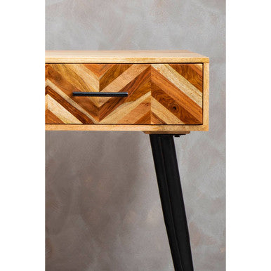 Orsina Mango Wood Console Table – 2-Drawer Chevron Entryway Table
