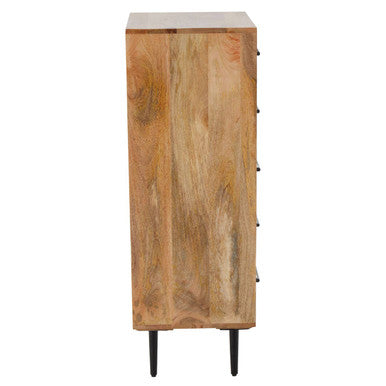 Orsina Boho Mango Wood 5-Drawer Chest – Industrial Tallboy Storage