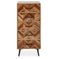 Orsina Boho Mango Wood 5-Drawer Chest – Industrial Tallboy Storage