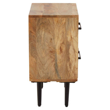 Orsina Mango Wood 2-Drawer Bedside Table | Boho Nightstand with Iron Legs