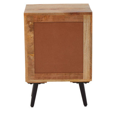 Orsina Mango Wood 2-Drawer Bedside Table | Boho Nightstand with Iron Legs