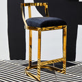 Orsina Azalea Black Velvet Bar Stool with Gold Stainless Steel Frame