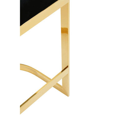 Orsina Azalea Black Velvet Bar Stool with Gold Stainless Steel Frame