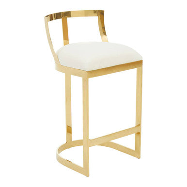 Orsina Azalea Ivory Velvet Bar Stool | Gold Stainless Steel Frame