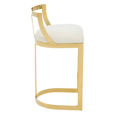 Orsina Azalea Ivory Velvet Bar Stool | Gold Stainless Steel Frame