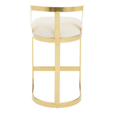 Orsina Azalea Ivory Velvet Bar Stool | Gold Stainless Steel Frame